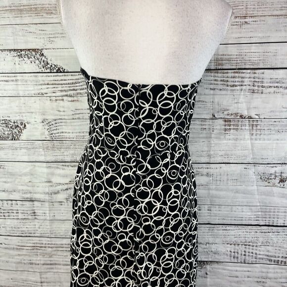 AB Studio Halter Dress size 6 Black White Circles Wedding Guest Beach Vacation - Picture 13 of 15